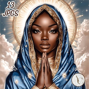 Arte de la Virgen María Negra, mujer afroamericana bíblica (jpg), imágenes prediseñadas de mujeres afro celestiales, melanina afrocéntrica, mujer santa espiritual