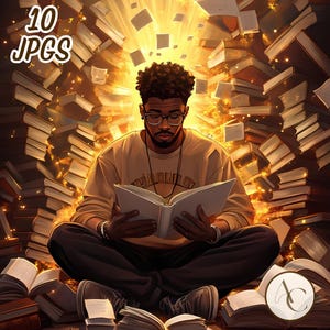 10 imágenes prediseñadas de estudiantes afroamericanos, hombre negro universitario (jpg), hombres afro genios, niño con melanina estudiando, estudiante universitario, educado