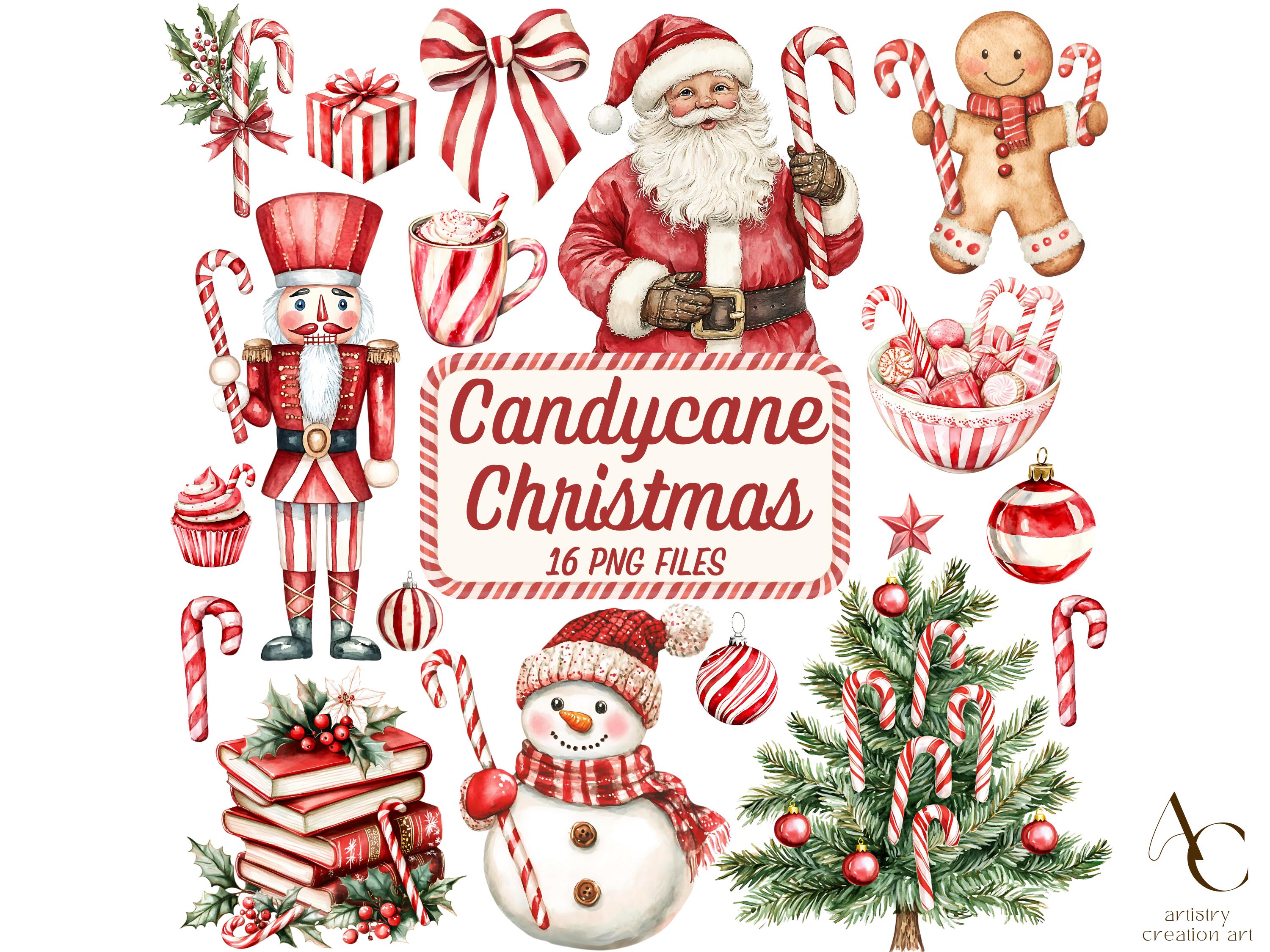 16 Candycane Christmas Clipart, Candy Cane Png Bundle, Santa Claus ...