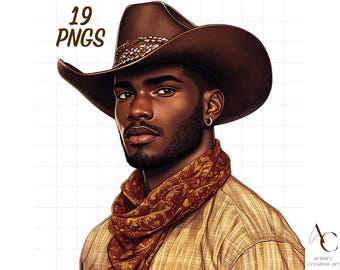 19 Black cowboy clipart, Western men, Afro man png, Rodeo lover design, African American boy, Wild west, Country hat, Howdy, Male people