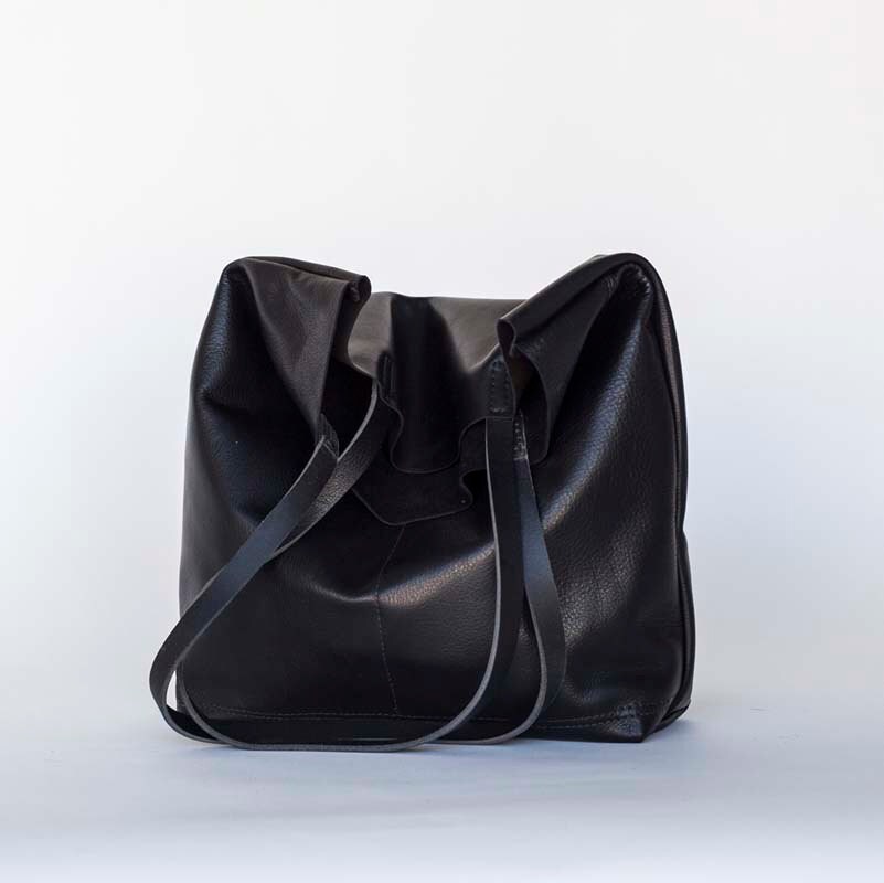 Large Black Leather Tote Bag Oversized Black Leather Bag - Etsy