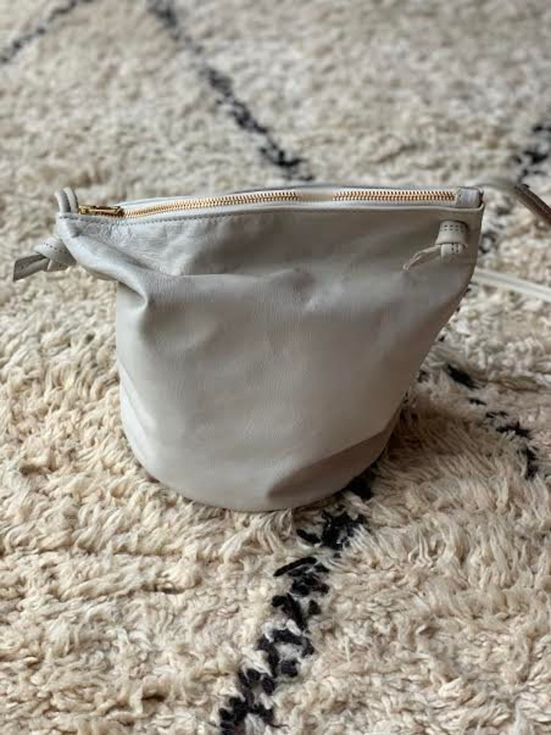 White Leather Bucket Bag . Cross Body Bag. Leather Bucket Bag Etsy