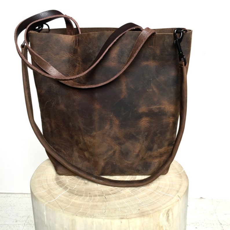 Dark Brown Leather Tote Bag leather shopper Brown Leather Travel Bag distressed dark brown Leather Market bag Sale image 4