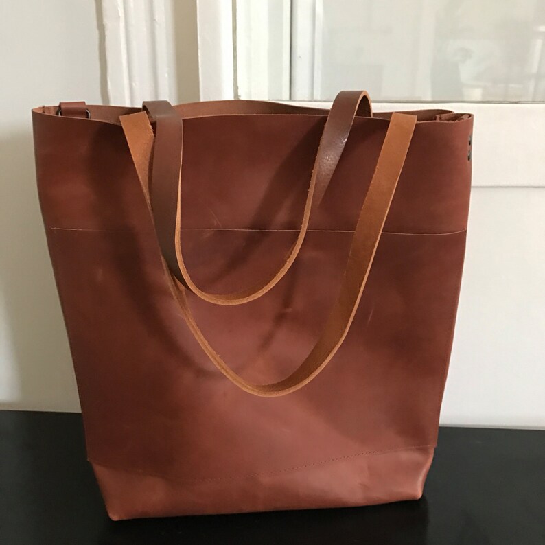 Sale Brown Leather Tote Bag Large brown leather bag Etsy