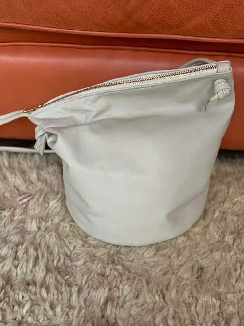 White Leather Bucket Bag . Cross Body Bag. Leather Bucket Bag Etsy