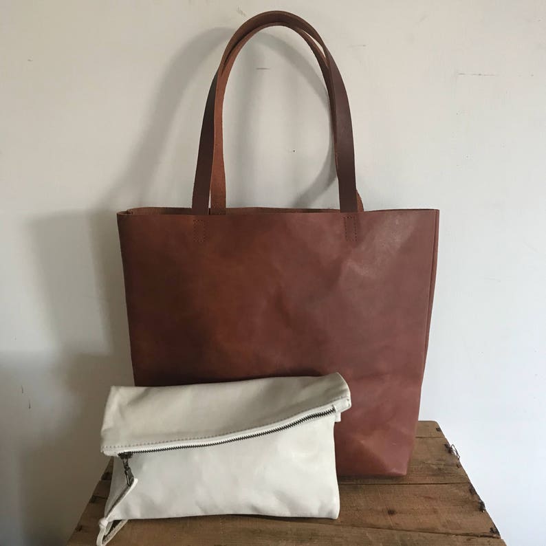 Brown Leather Tote Bag brown leather bag Brown Leather Travel Bag Leather Market bag laptop bag cross body tote Sale image 5