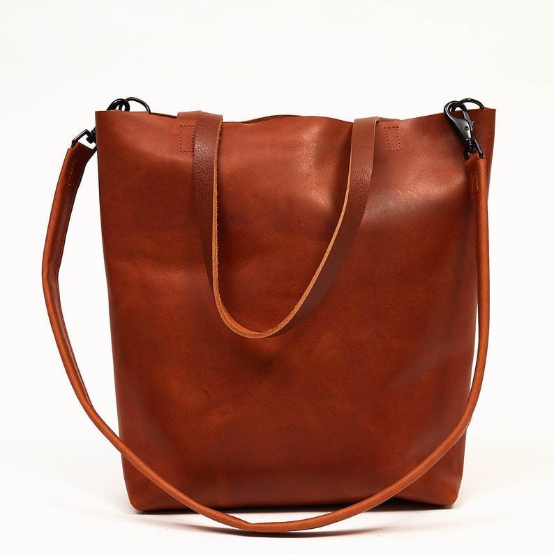 Brown Leather Tote Bag brown leather tote Distressed Brown Leather Travel Bag Leather Market bag crossbody bag Sale image 6
