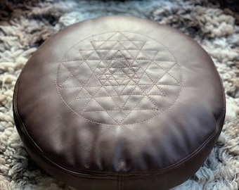 Floor pouf, meditation pillow, leather cushion, kafu, floor pillow