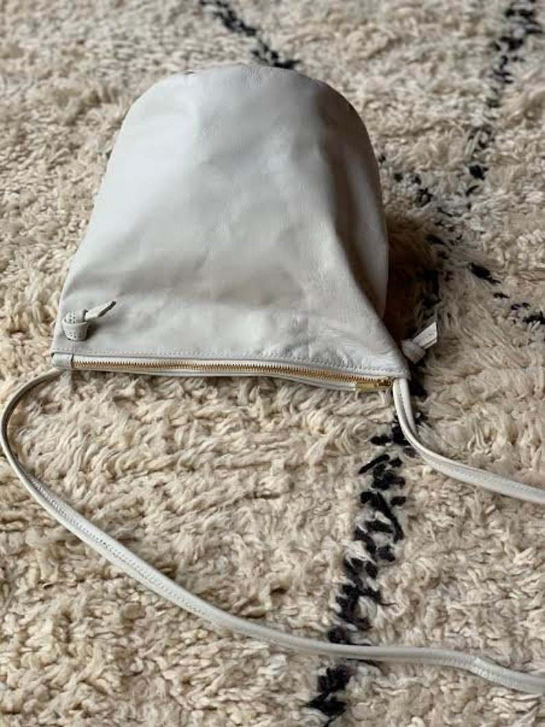 White Leather Bucket Bag . Cross Body Bag. Leather Bucket Bag Etsy