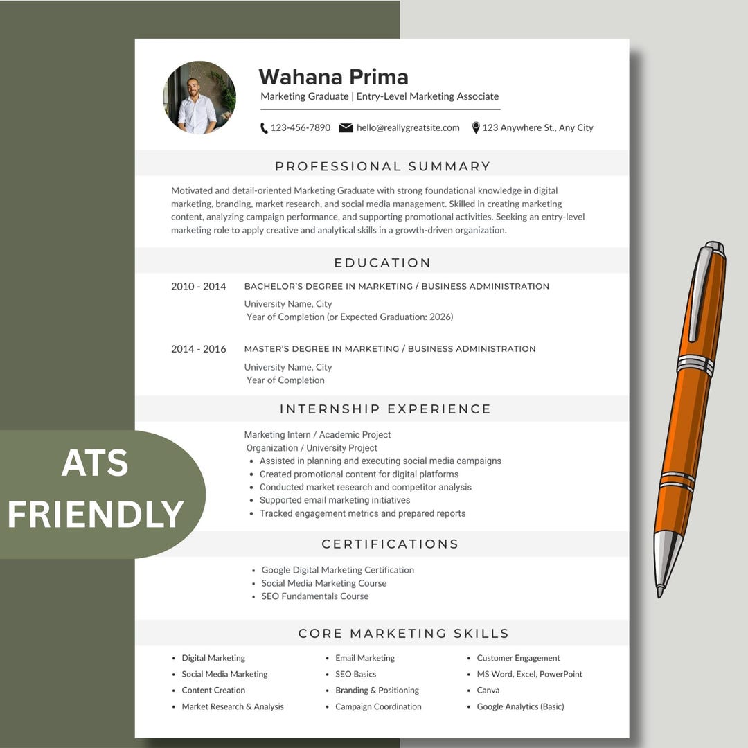 ATS Friendly Resume & Cover Letter Template | Marketing Resume ...