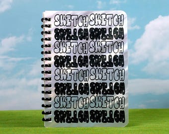 Quaderno olografico glitterato A6 / Album da disegno tascabile e diario artistico - Griglie a punti e pagine bianche