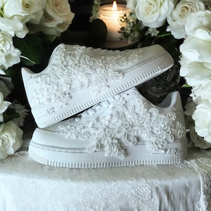 Wedding Bridal Embroidered Air Force 1 Sneakers, Wedding Bridal Shoes, Personalized Bridal Air Force 1, Custom Wedding Sneaker,Free Shipping