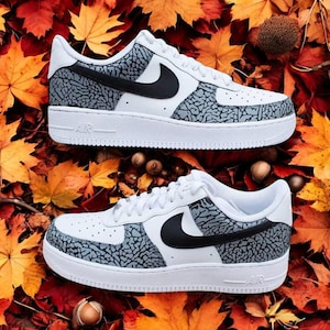 Elephant Print Custom Air Force 1 Sneakers, Hand Painted Custom Elephant AF1 Shoes, Elephant Shoes, Pesonalized AF1 Sneakers, Free Shipping