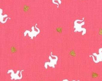 Baby Dragon in Pink Metallic - 1/2 Yard - Magic by Sarah Jane for Michael Miller