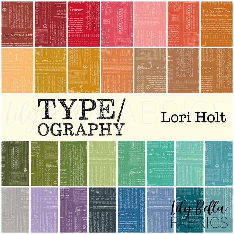 Type/ography Fat Quarter Bundle (30 Pcs) by Lori Holt for Riley Blake ...