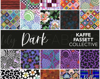 Dark - February 2024 Fat Quarter Bundle (20 pcs) by Kaffe Fassett Collective for FreeSpirit