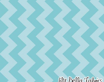 Medium Chevron in Tone on Tone Aqua - 1/2 Yard - Chevron Cottons by Riley Blake House Designer for Riley Blake