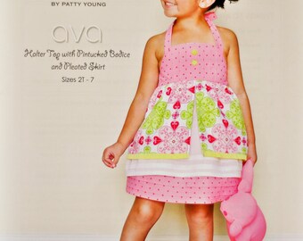 Ava Halter Top with Pintucked Bodice and Pleated Skirt - Sewing Pattern - Modkid by Patty Young