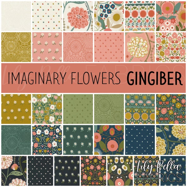 Imaginary Flowers Layer Cake (42 pcs) by Gingiber for Moda