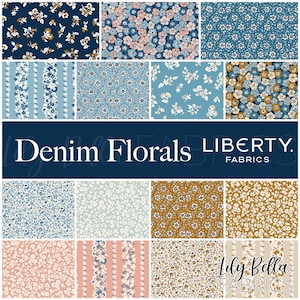 Denim Florals 10 Inch Stacker (42 pcs) by Liberty Fabrics for Riley Blake Designs
