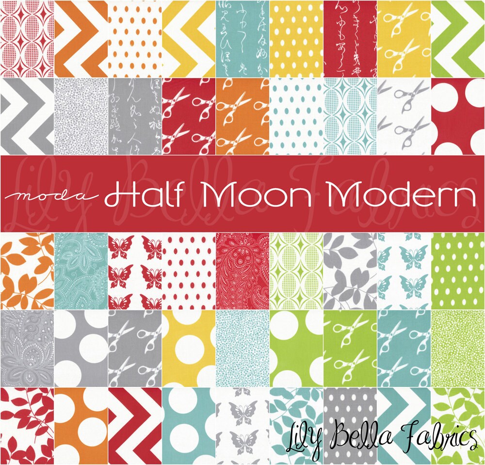 Zig Zag in Aqua 1/2 Yard Half Moon Modern by Moda House - Etsy