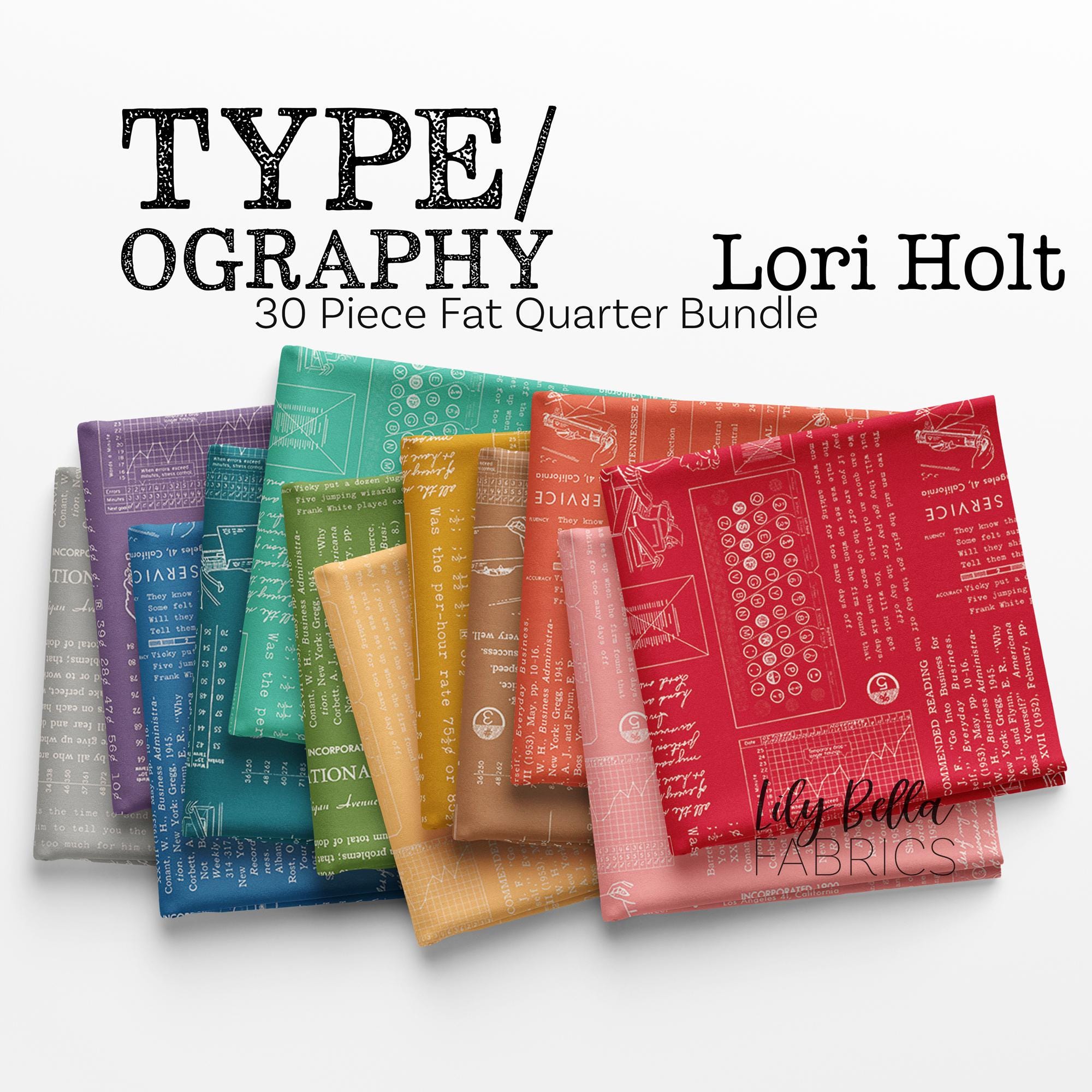 Type/ography Fat Quarter Bundle (30 Pcs) by Lori Holt for Riley Blake ...