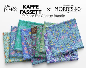 Blues - Kaffe Fassett x Morris & Co. Fat Quarter Bundle (10 pcs) for FreeSpirit