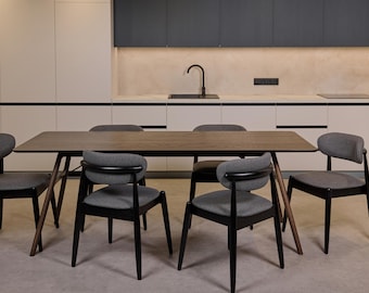 Handmade Scandinavian Oak Dining Table: Minimalist Solid Wood