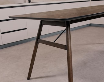 Handmade Scandinavian Oak Dining Table: Minimalist Solid Wood