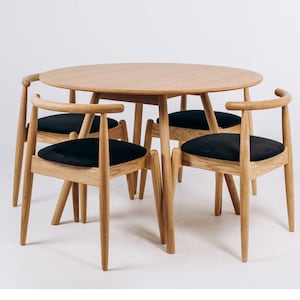 Handmade Solid Oak Scandinavian Table: Minimalist Round Wood Dining Table