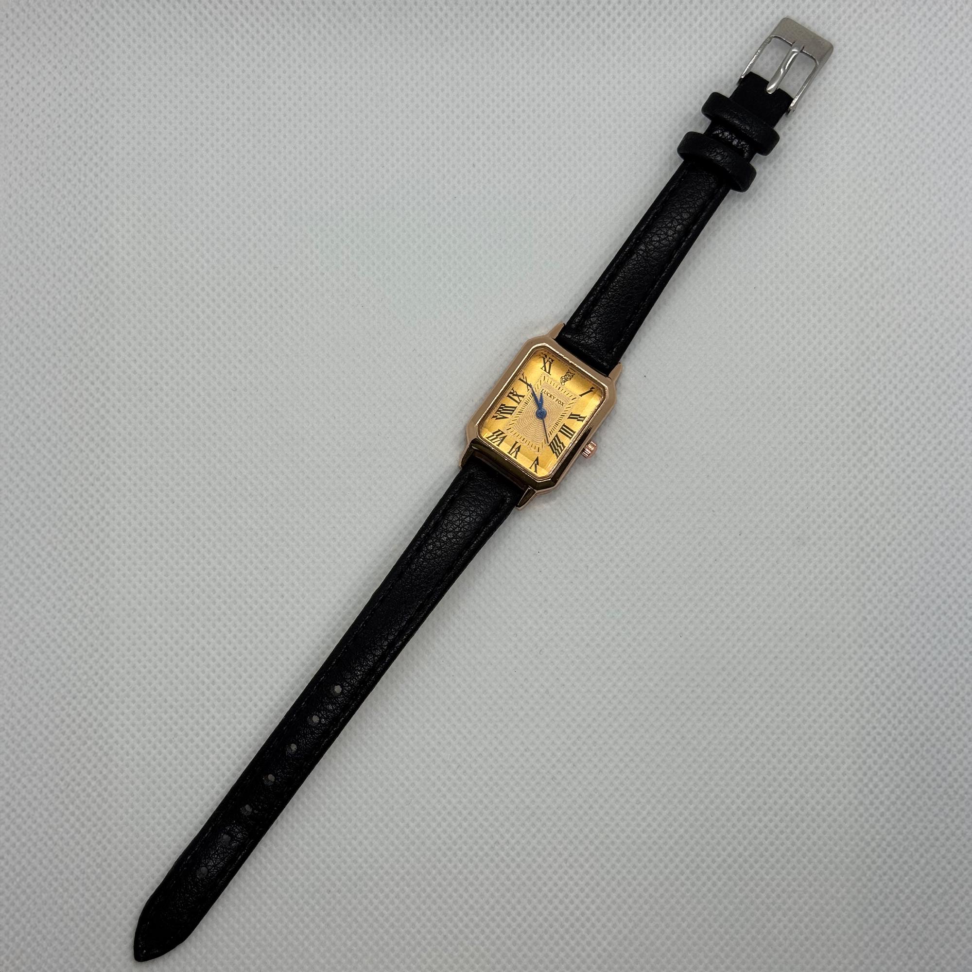 Ladies Classic Quartz Watch Black Textured Dial Gold Tone Indices Roman Numerals Black Womens Watches Roman Numerals - Etsy main image 4