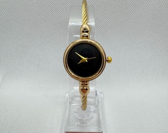 Vintage Black Dial Gold Plated Women’s Bracelet Watch Vintage Black Dial Gold Plated Women main image 2