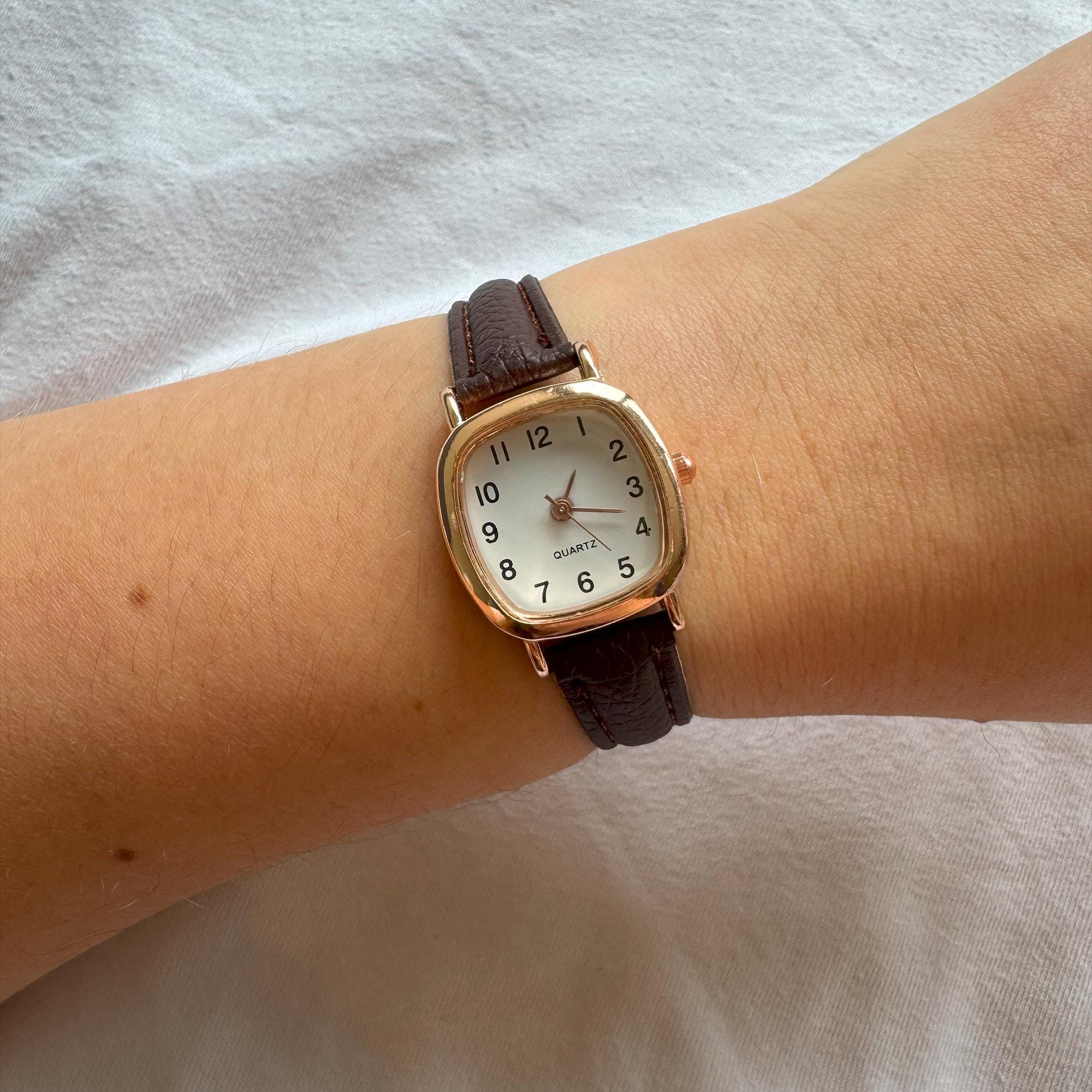 Vintage Gold Square Face Women’s Watch | French Style Elegant Minimalist Gift Square Gold Watches for Women - Etsy main image 2