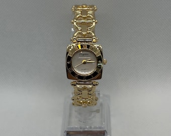 Reloj vintage dorado para mujer, esfera cuadrada con números romanos, elegante pulsera de cadena, elegante reloj de joyería de cuarzo retro.