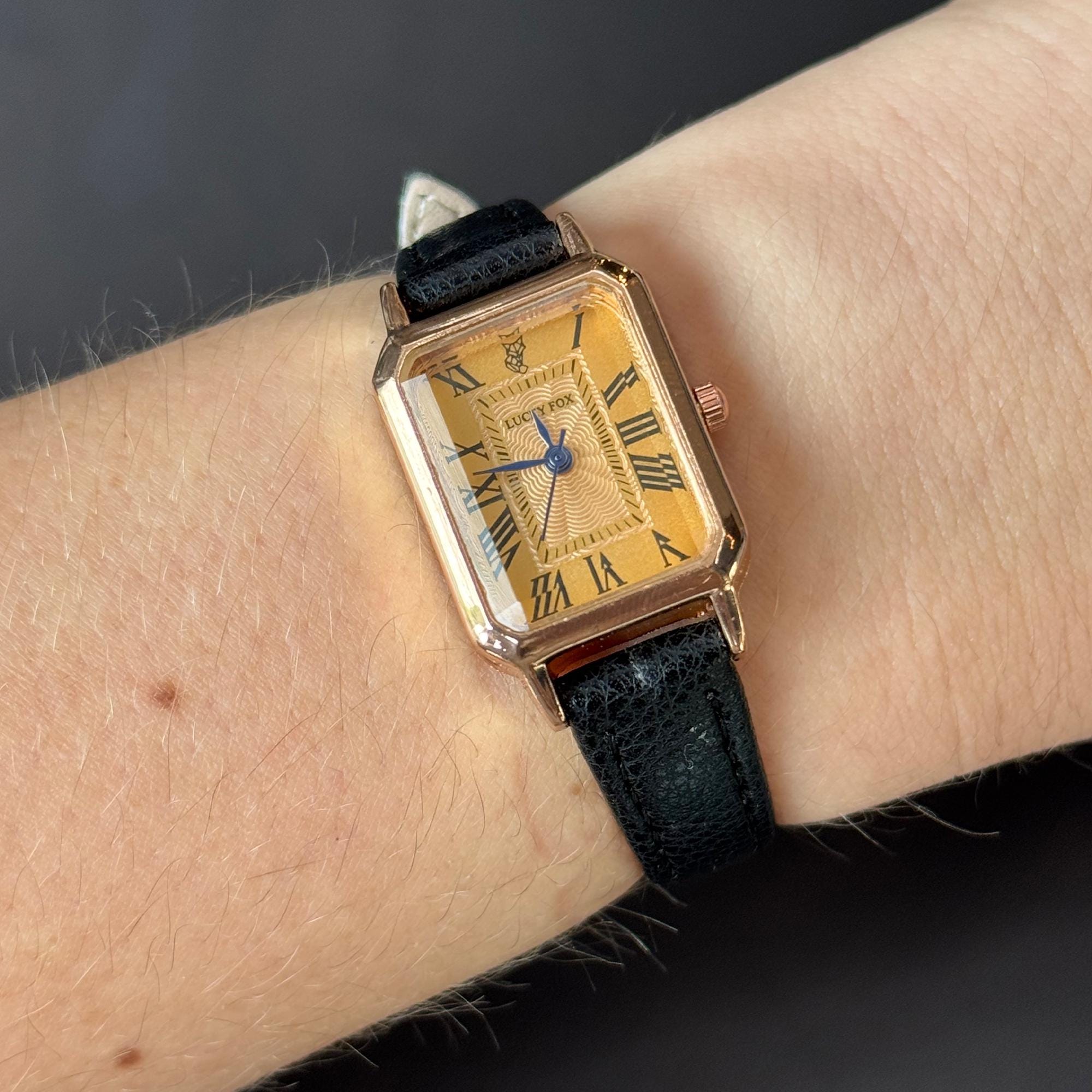 Ladies Classic Quartz Watch Black Textured Dial Gold Tone Indices Roman Numerals Black Womens Watches Roman Numerals - Etsy main image 2