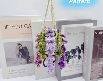 Wisteria Crochet Pattern PDF - Hanging Plant Pattern, Purple Flower Basket, Car or Wall Decor, Plant Lover Gift, DIY Digital Download