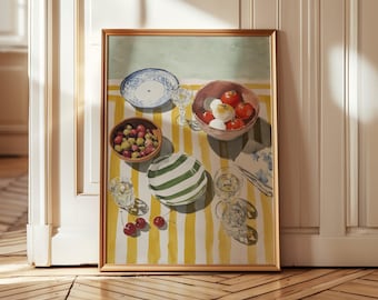 Digital Download Still Life Painting Print Mediterranean Table Kitchen Wall Art