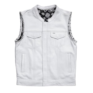 Leather Motorcycle Vest Men’s, Concealed Carry Pockets, Biker Club Riding Vest, Genuine Leather Western Style, CCW Holster Vest