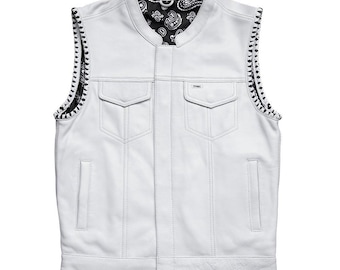 Gilet da motociclista in pelle da uomo, tasche nascoste, gilet da motociclista, stile western in vera pelle, gilet con fondina CCW