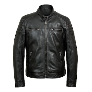 Real Leather Jacket Men, Black Biker Jacket, Handmade Motorcycle Coat, Men’s Fashion Slim Fit Outerwear, Handmade Gift for Him