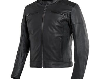 Echte Rindsleder Motorradjacke für Herren, Cafe Racer Retro CE Rüstung Biker Lederjacke, kundenspezifische handgemachte Lederjacke