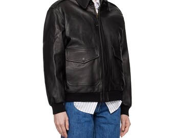 Women's A-2 Leather Bomber Jacket – Vintage Aviator Flight Jacket