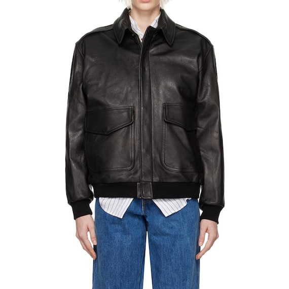 ジャケット・アウター vintage sheepskin leather jacket A-2 L Women's A-2 Leather Bomber Jacket – Vintage Aviator Flight