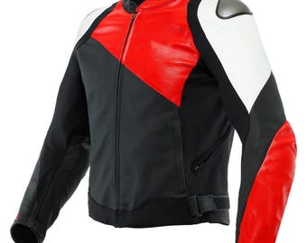 Men's Cowhide Leather Motorbike Racing Sports Riding Biker Motorcycle CE Approved Protective Gear MOTOGP Handmade Custom Jacket