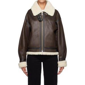 Women’s B3 Shearling Leather Jacket, Vintage Aviator RAF Pilot Style Coat, Winter Warm Biker Jacket, Real Sheepskin Handmade Leather Jacket