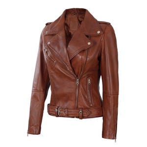 Women&#39;s Leather Jacket, Genuine Lambskin Leather Jacket, Biker Style Distressed Motorcycle Women Leather Jacket, Fashion Leather Jacket