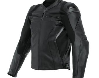 Men's Genuine Cowhide Leather Motorcycle Racing Motorbike Riding Jacket, CE Armor, and Track-Ready Protection for Riders