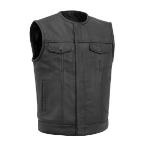 Men&#39;s Genuine Cowhide Leather Conceal Carry Pocket Motorcycle Vest, Riding Motorbike Leather Vest, Hunt Club Style Biker Vest, Handmade Vest