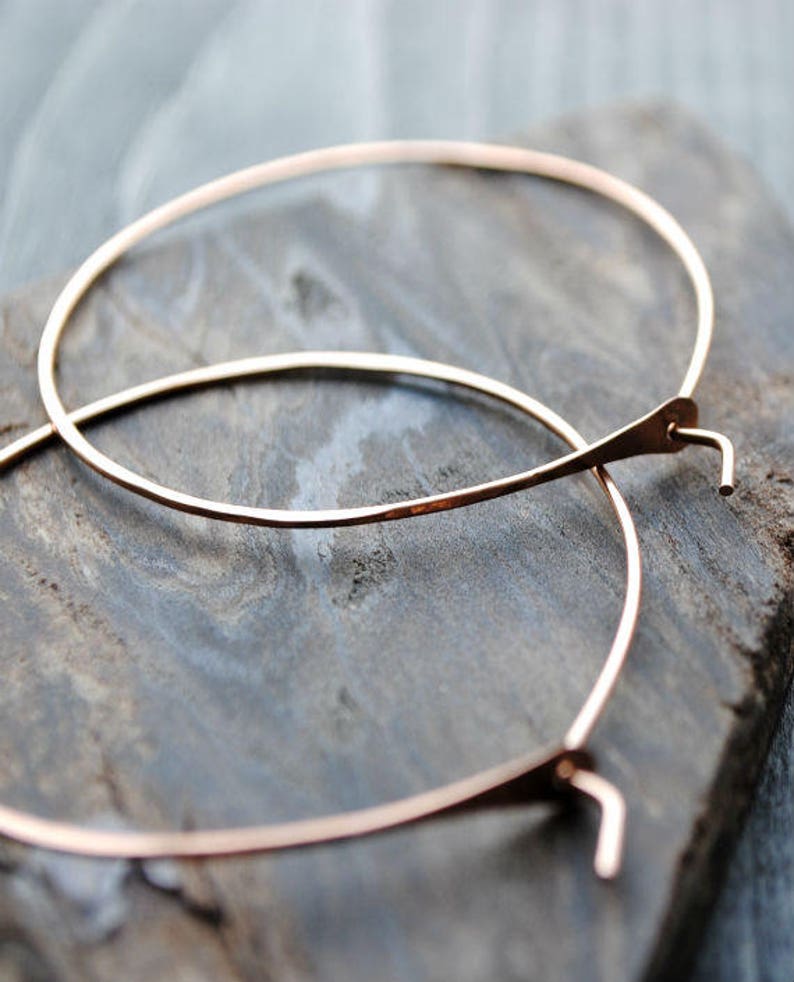 Thin Rose Gold Hoop Earrings Delicate earrings for women Etsy