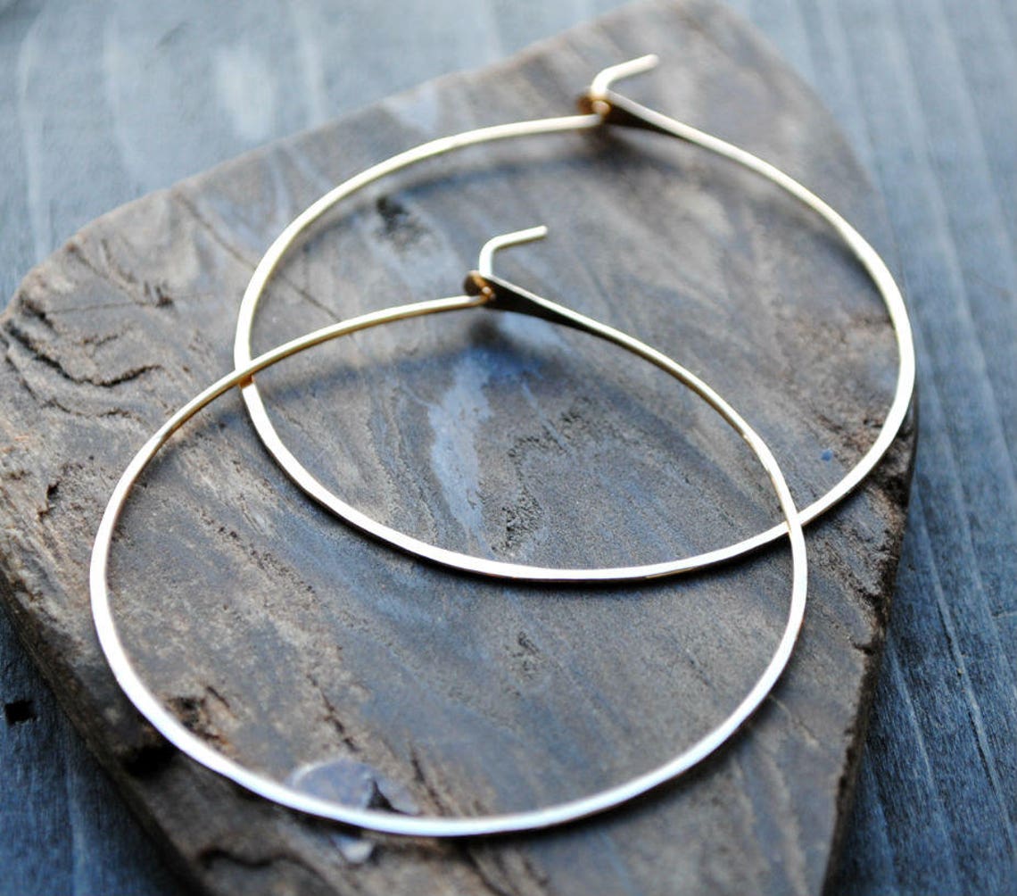 Thin Gold Hoop Earrings 14K Goldfilled Hoops Medium 2 Etsy